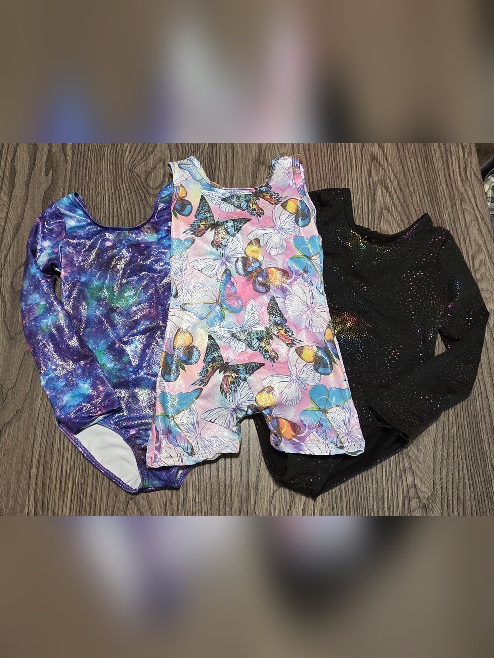 Butterfly Print Shiny Dance/Leotard Romper